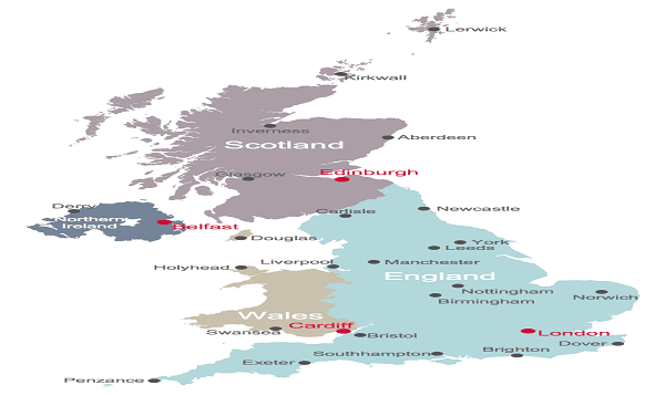 نقشه کامل کشور انگلستان
